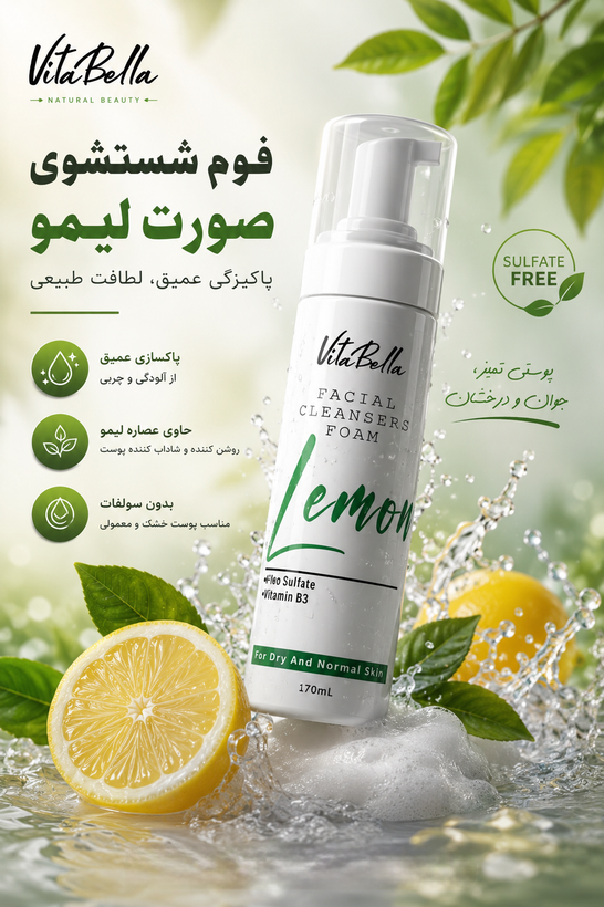 فوم شست و شوی صورت مخصوص پوست خشک ویتابلا