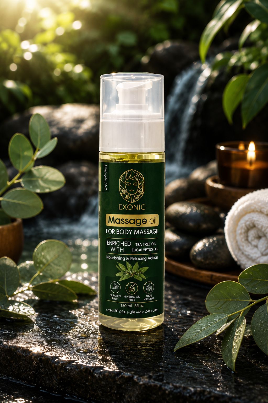 روغن ماساژ بدن اکسونیک حاوی روغن بادام شیرین و روغن یاس
