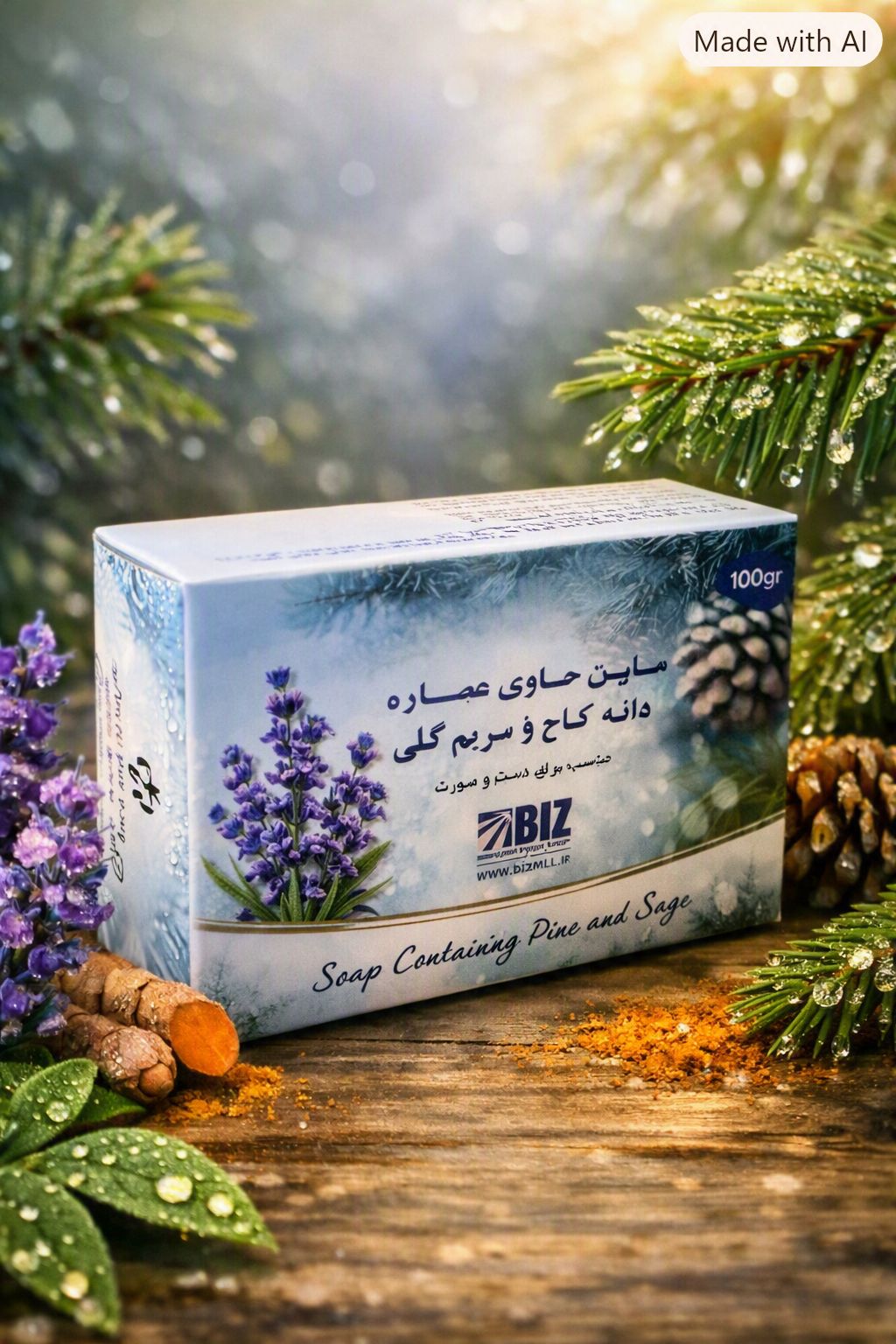 پک ۳ عددی صابون دست و صورت دانه کاج و مریم گلی Biz